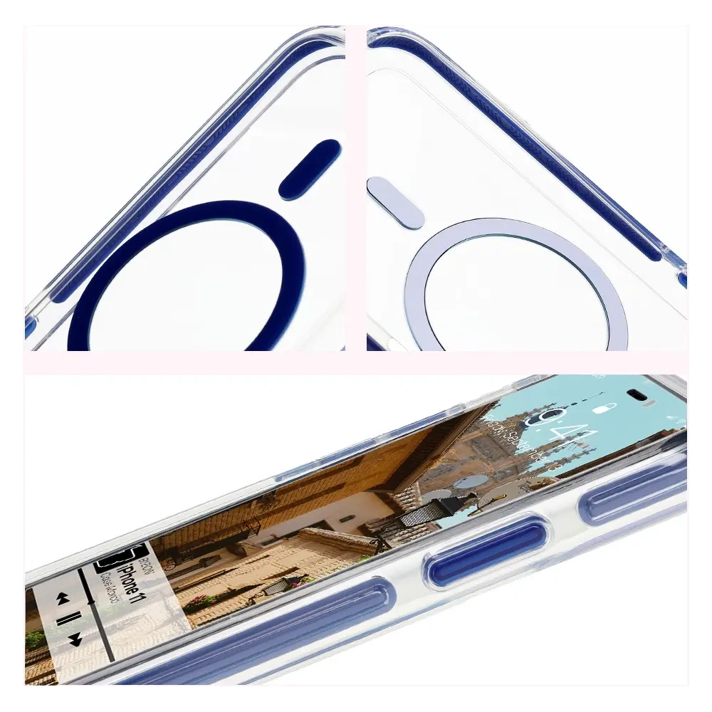 Wholesale Bizon Case Marco Apple iPhone 11 clear with blue frame - BIZ6903 - {ean13} - Hurt