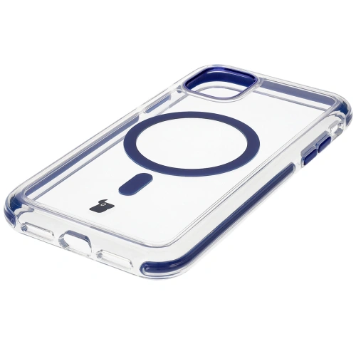 Etui z pierścieniem magnetycznym Bizon Case Marco do Apple iPhone 11 przezroczyste z niebieską ramką