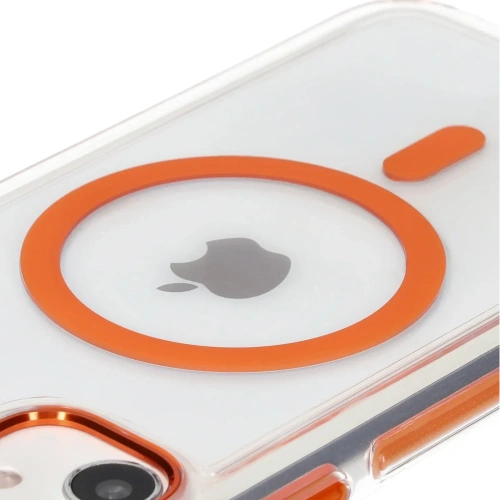 Etui z pierścieniem magnetycznym Bizon Case Marco do Apple iPhone 11 przezroczyste z pomarańczową ramką
