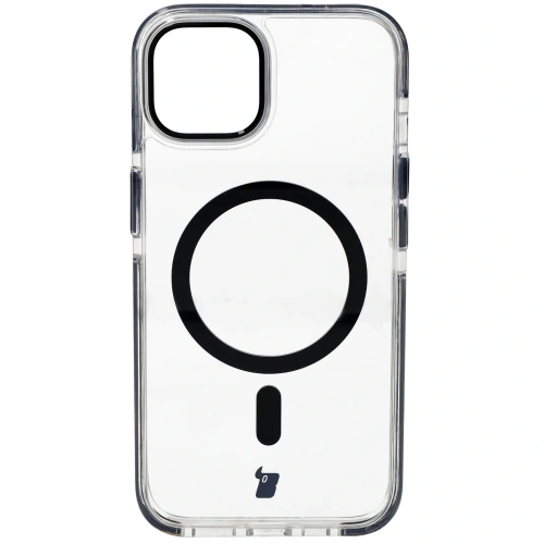 Etui z pierścieniem magnetycznym Bizon Case Marco do Apple iPhone 14 / Apple iPhone 13 przezroczyste z czarną ramką
