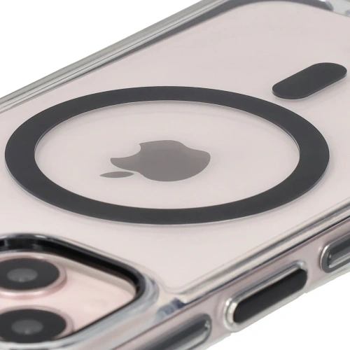Etui z pierścieniem magnetycznym Bizon Case Marco do Apple iPhone 14 / Apple iPhone 13 przezroczyste z czarną ramką