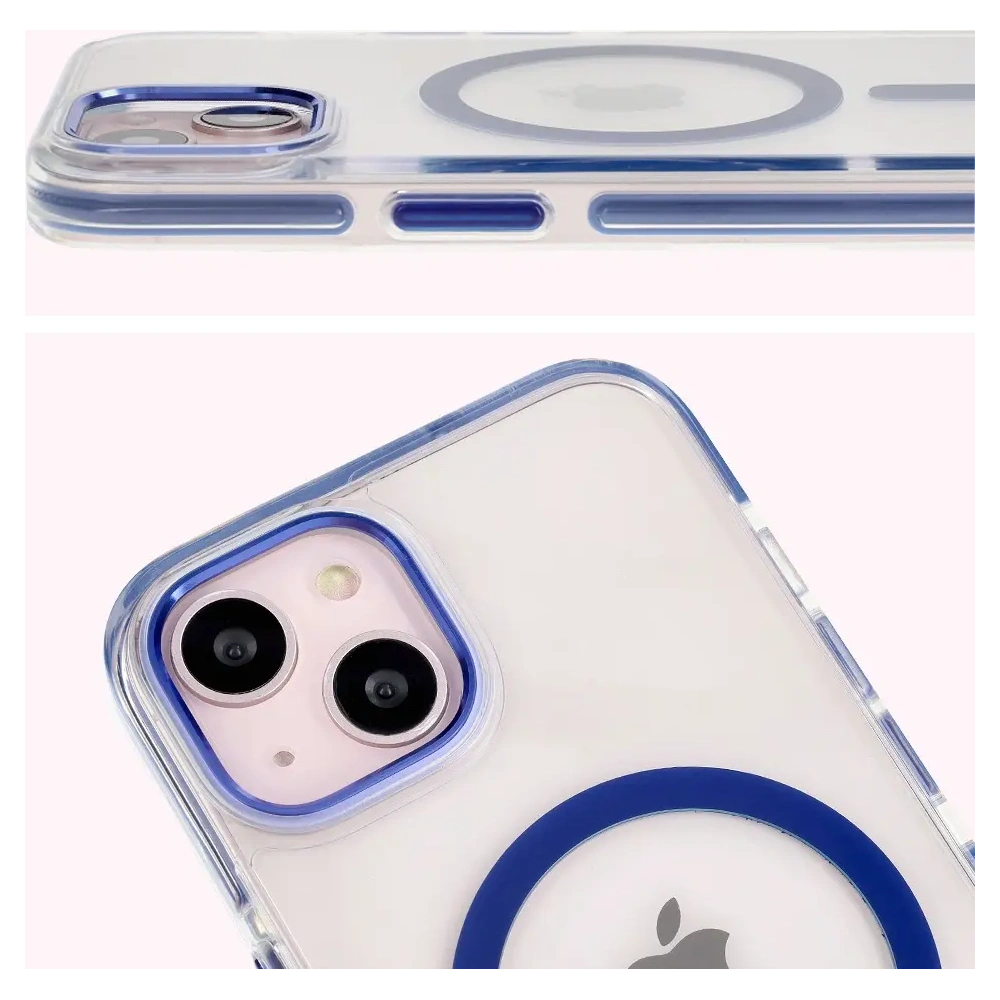 Hurtownia GSM - Etui z pierścieniem magnetycznym Bizon Case Marco do Apple iPhone 14 / Apple iPhone 13 przezroczyste z niebieską ramką - BIZ6906 - {ean13} - Hurt