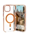 Etui z pierścieniem magnetycznym Bizon Case Marco do Apple iPhone 14 / Apple iPhone 13 przezroczyste z pomarańczową ramką