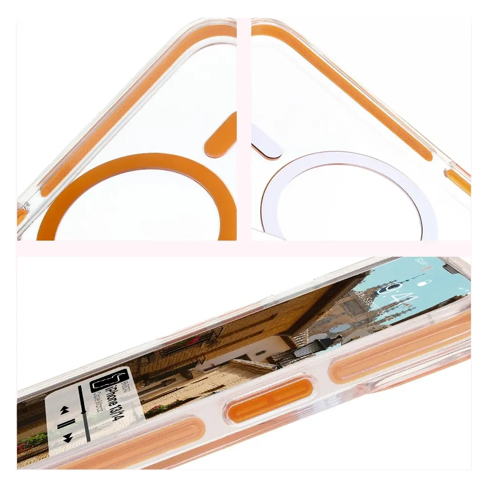 Wholesale Bizon Case Marco Apple iPhone 14 / Apple iPhone 13 clear with orange frame - BIZ6907 - {ean13} - Hurt
