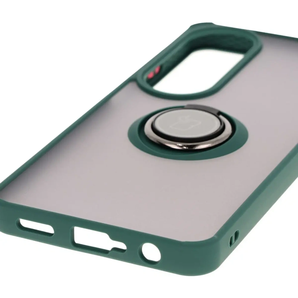 Hurtownia GSM - Etui s úchopem na prst Bizon Case Hybrid Ring pro Oppo A60 4G kouřové s tmavě zeleným rámečkem - BIZ6908 - {ean13} - Hurt