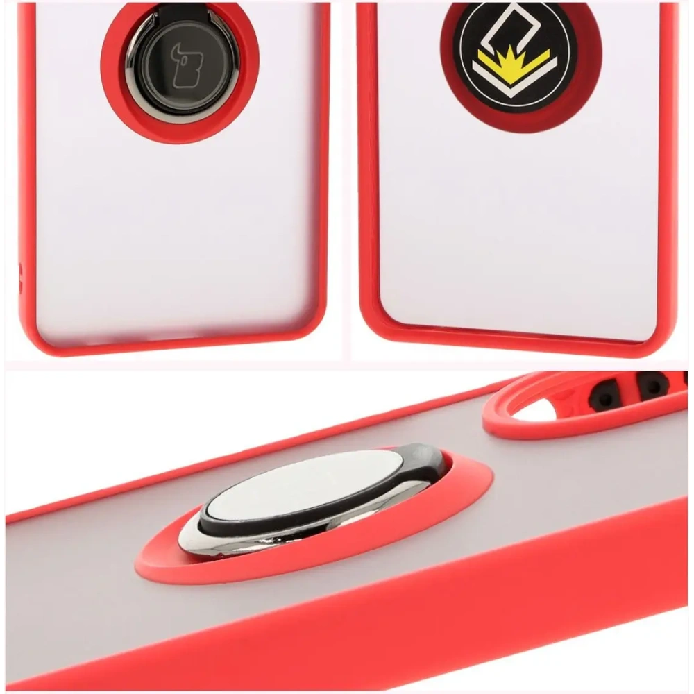 Hurtownia GSM - Etui s úchytem na prst Bizon Case Hybrid Ring pro Oppo A60 4G kouřové s červeným rámem - BIZ6910 - {ean13} - Hurt