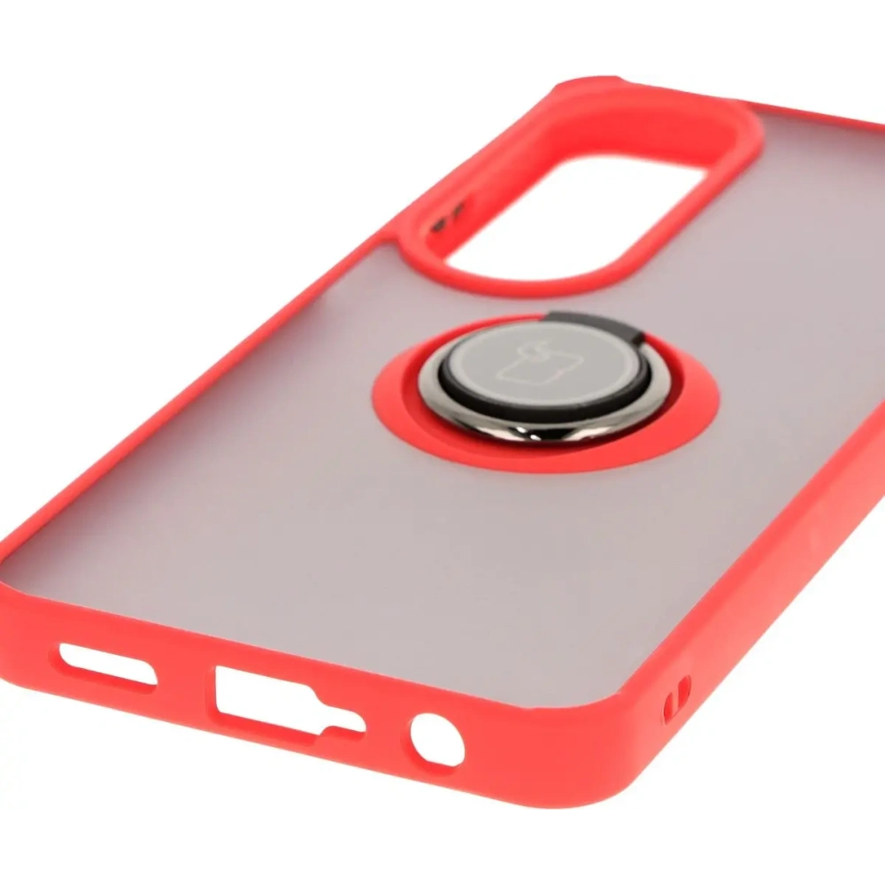 Hurtownia GSM - Etui s úchytem na prst Bizon Case Hybrid Ring pro Oppo A60 4G kouřové s červeným rámem - BIZ6910 - {ean13} - Hurt