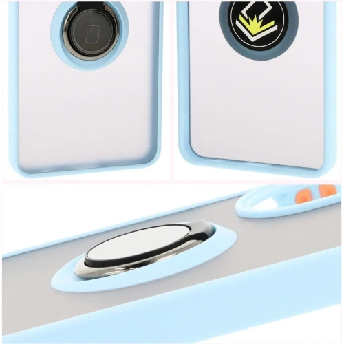 Etui z uchwytem na palec Bizon Case Hybrid Ring do Oppo A60 4G przydymione z jasnoniebieską ramką