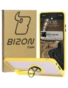 Etui s úchopem na prst Bizon Case Hybrid Ring pro Oppo A60 4G kouřové s žlutým rámečkem