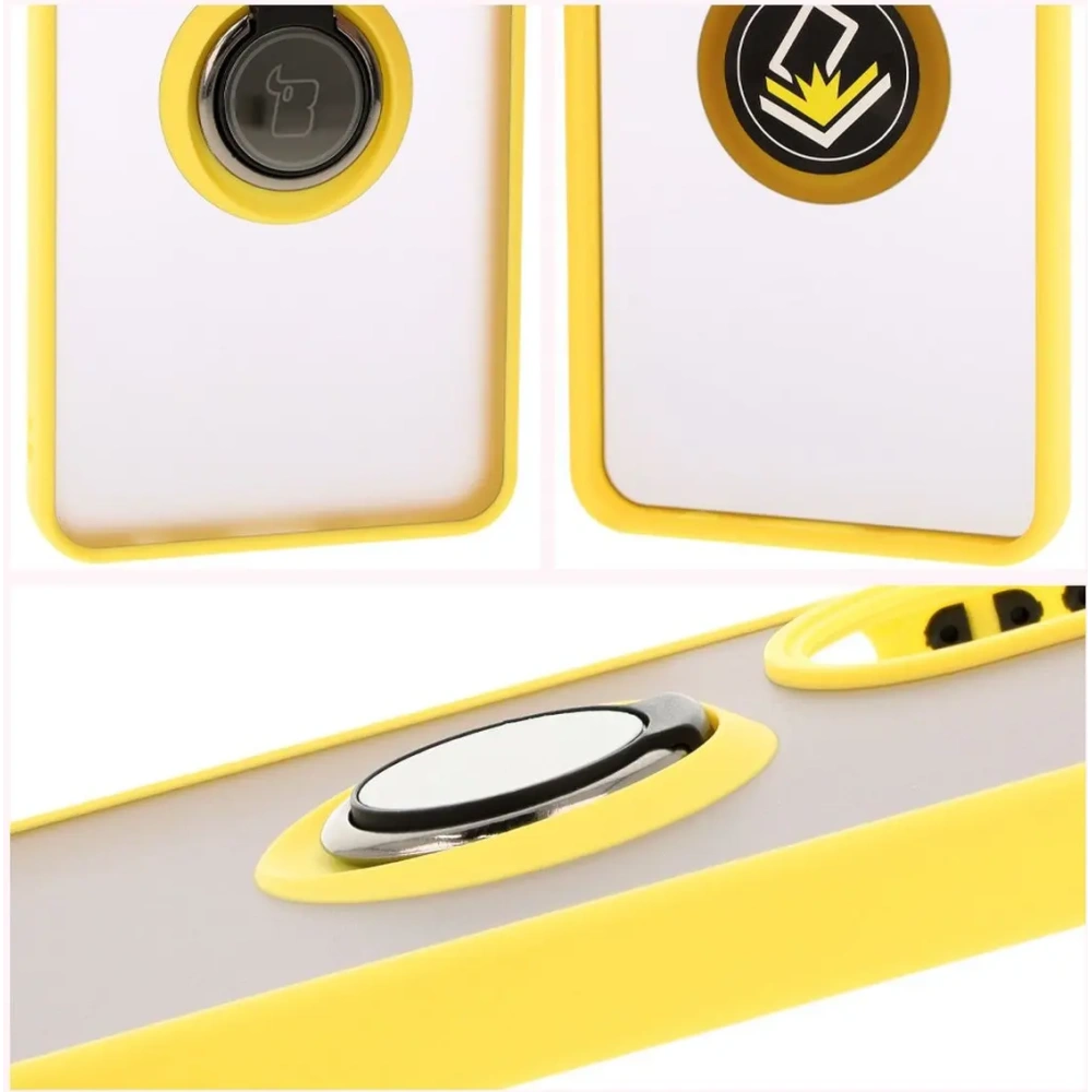 Hurtownia GSM - Etui s úchopem na prst Bizon Case Hybrid Ring pro Oppo A60 4G kouřové s žlutým rámečkem - BIZ6913 - {ean13} - Hurt