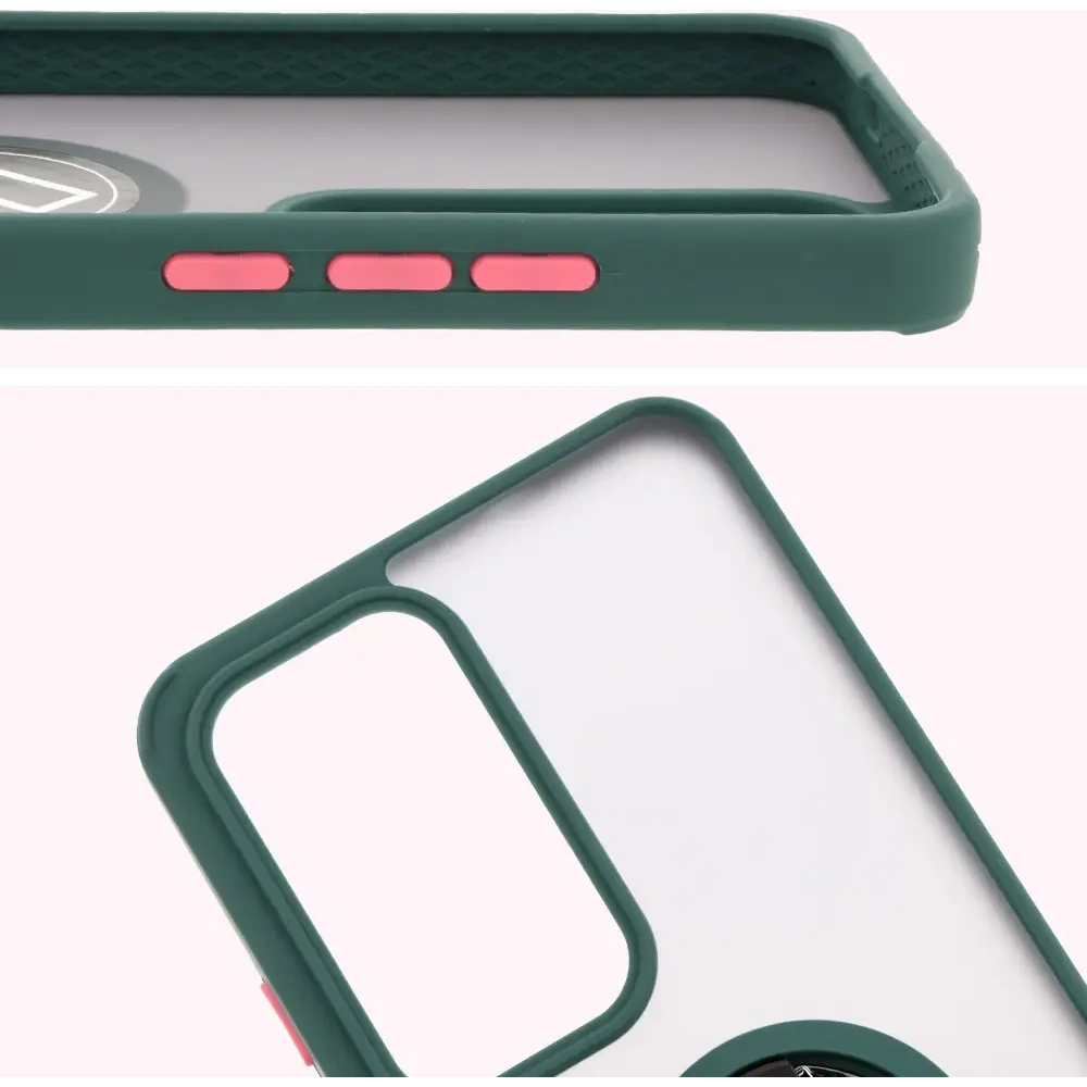 Hurtownia GSM - Inel hibrid Bizon Case pentru Oppo Reno 12 Pro fumuriu cu un cadru verde închis - BIZ6914 - {ean13} - Hurt