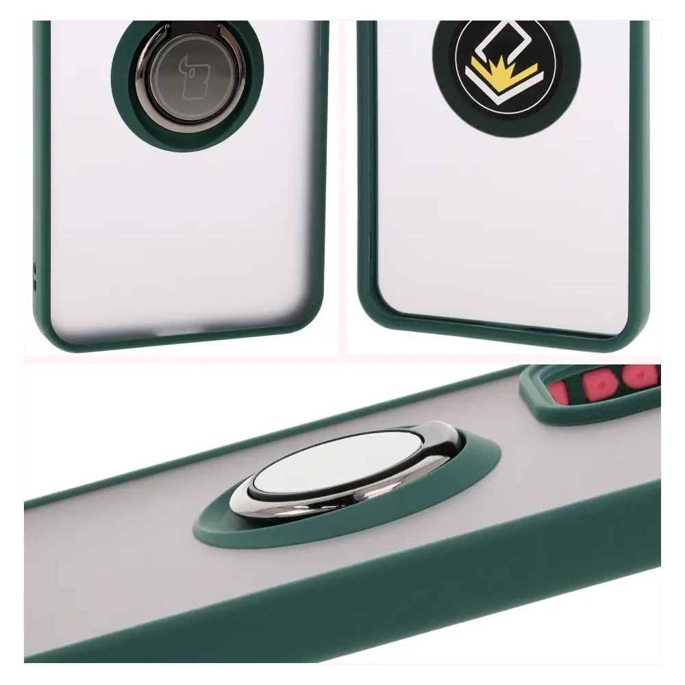 Wholesale Bizon Case Hybrid Ring Oppo Reno 12 Pro smoky with a dark green frame - BIZ6914 - {ean13} - Hurt