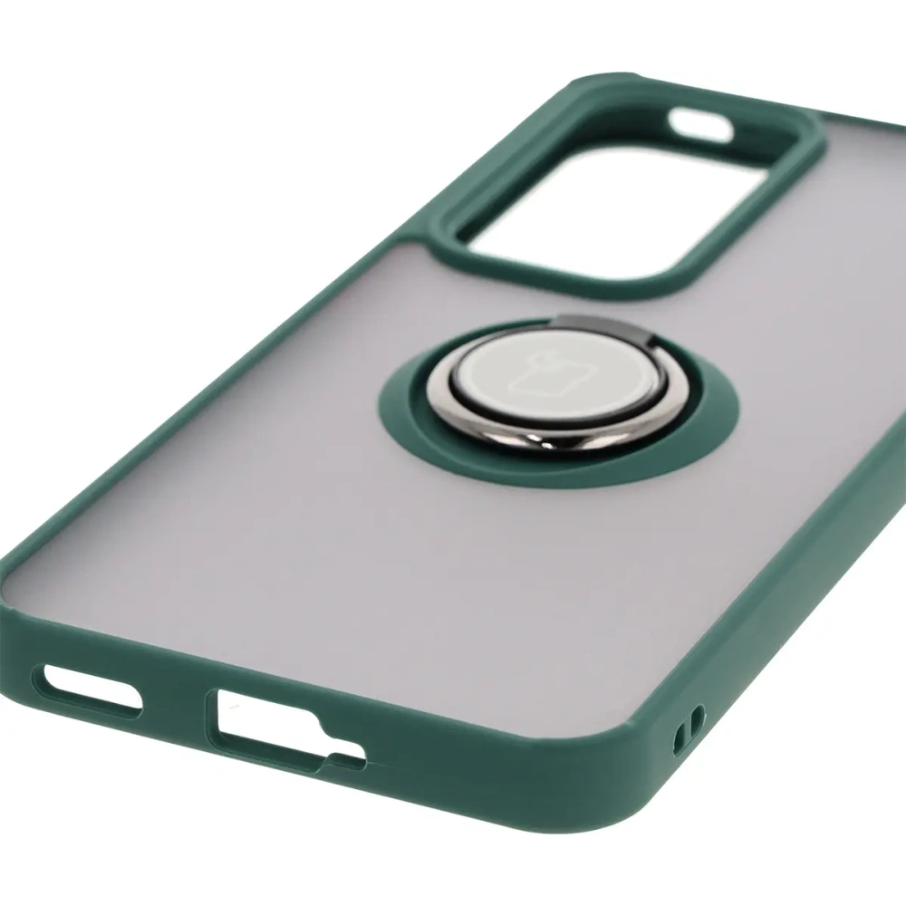 Wholesale Bizon Case Hybrid Ring Oppo Reno 12 Pro smoky with a dark green frame - BIZ6914 - {ean13} - Hurt