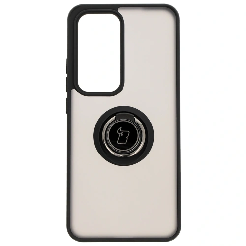 Etui z uchwytem na palec Bizon Case Hybrid Ring do Oppo Reno 12 Pro przydymione z czarną ramką