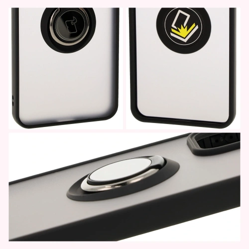 Etui z uchwytem na palec Bizon Case Hybrid Ring do Oppo Reno 12 Pro przydymione z czarną ramką