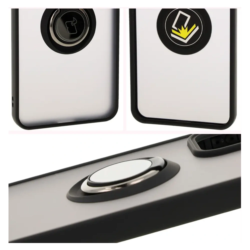Hurtownia GSM - Etui s úchopem na prst Bizon Case Hybrid Ring pro Oppo Reno 12 Pro kouřové s černým rámem - BIZ6915 - {ean13} - Hurt