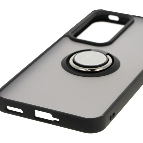 Etui z uchwytem na palec Bizon Case Hybrid Ring do Oppo Reno 12 Pro przydymione z czarną ramką