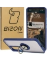 Bizon Case Hybrid Gyűrű Oppo Reno 12 Pro füstös színben, tengerészkék kerettel