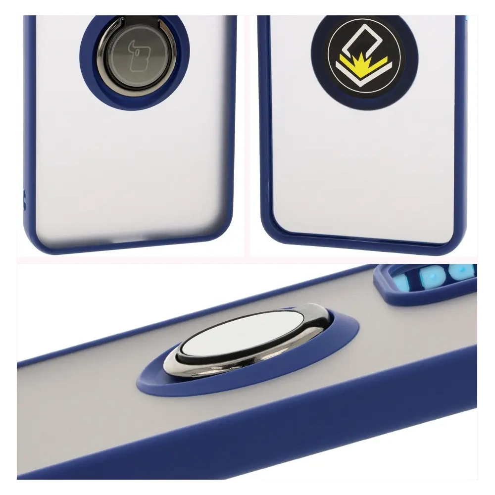 Hurtownia GSM - Etui s úchytem na prst Bizon Case Hybrid Ring pro Oppo Reno 12 Pro kouřové s modrým rámem - BIZ6917 - {ean13} - Hurt
