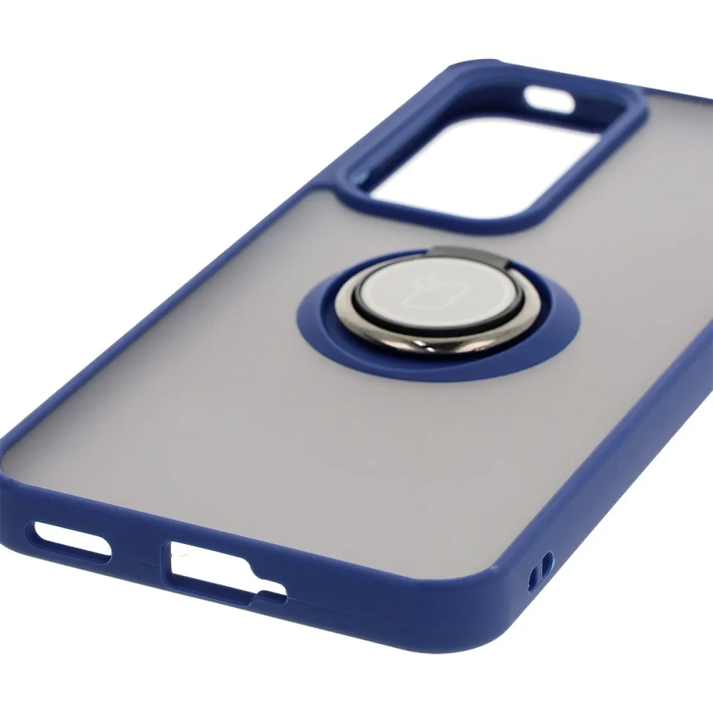 Hurtownia GSM - Etui s úchytem na prst Bizon Case Hybrid Ring pro Oppo Reno 12 Pro kouřové s modrým rámem - BIZ6917 - {ean13} - Hurt