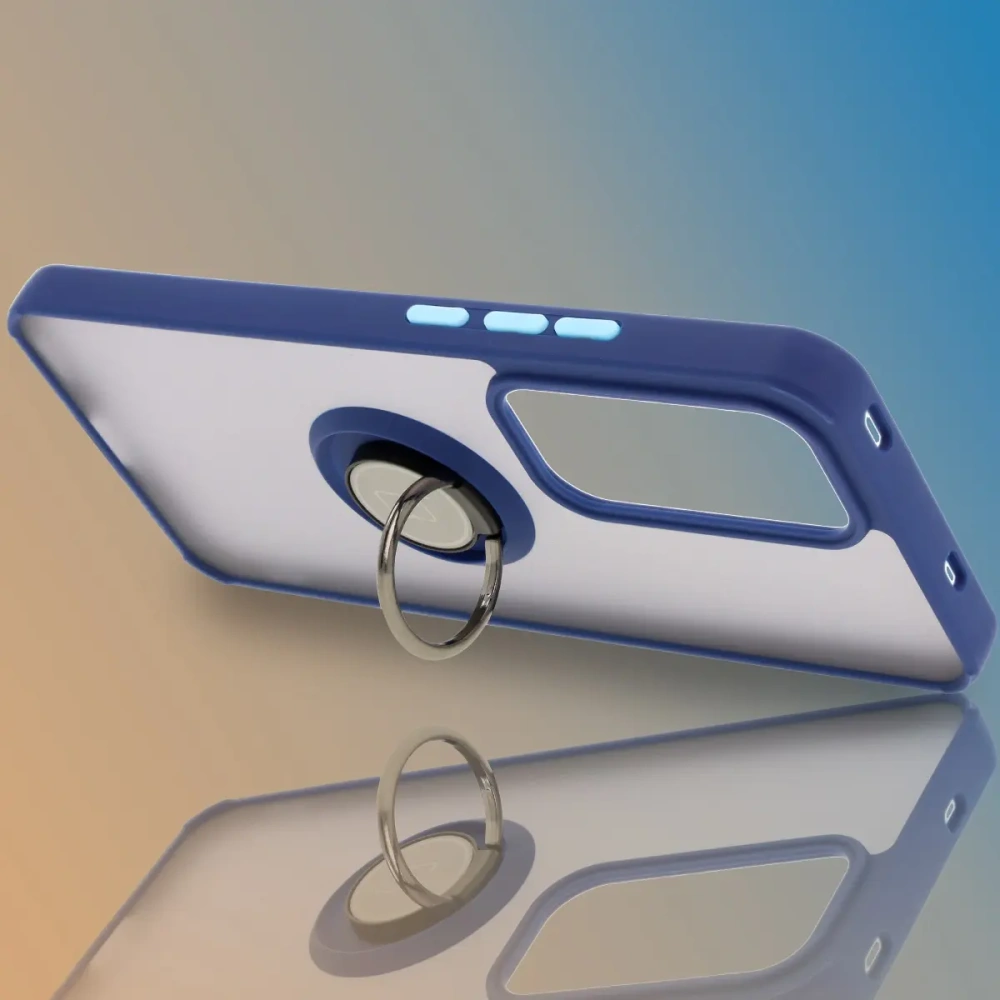 Hurtownia GSM - Etui s úchytem na prst Bizon Case Hybrid Ring pro Oppo Reno 12 Pro kouřové s modrým rámem - BIZ6917 - {ean13} - Hurt