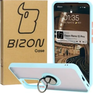 Hurtownia GSM - Bizon Case Hybrid Gyűrű Oppo Reno 12 Pro füstös színben, világoskék kerettel - BIZ6918 - {ean13} - Hurt