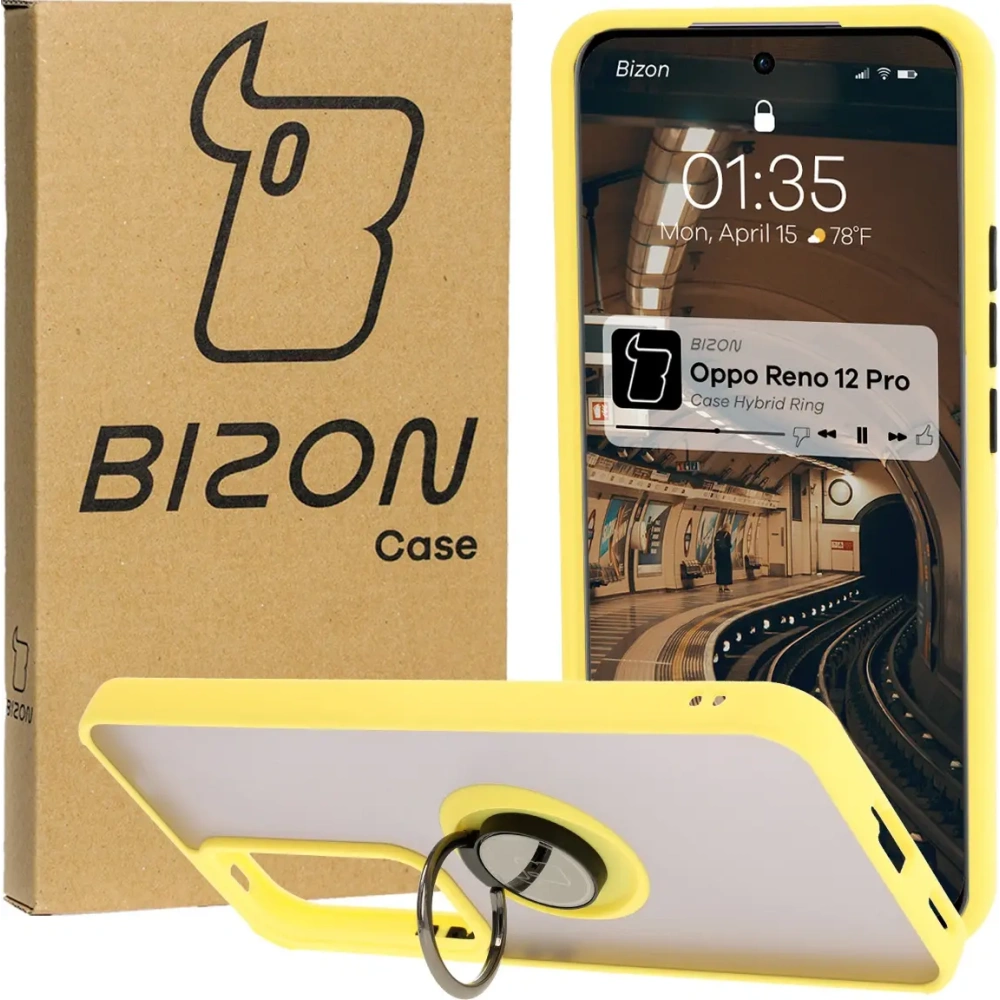 Hurtownia GSM - Bizon Case Hybrid Gyűrű Oppo Reno 12 Pro füstös sárga kerettel - BIZ6919 - {ean13} - Hurt