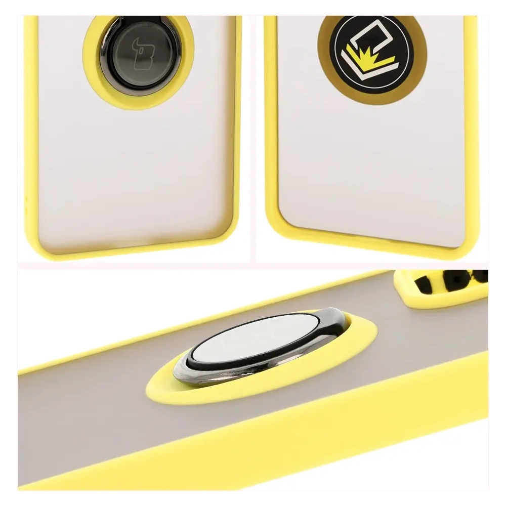 Wholesale Bizon Case Hybrid Ring Oppo Reno 12 Pro smoky with a yellow frame - BIZ6919 - {ean13} - Hurt