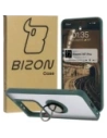Etui s úchopem na prst Bizon Case Hybrid Ring pro Xiaomi 14T Pro kouřové s tmavě zeleným rámečkem