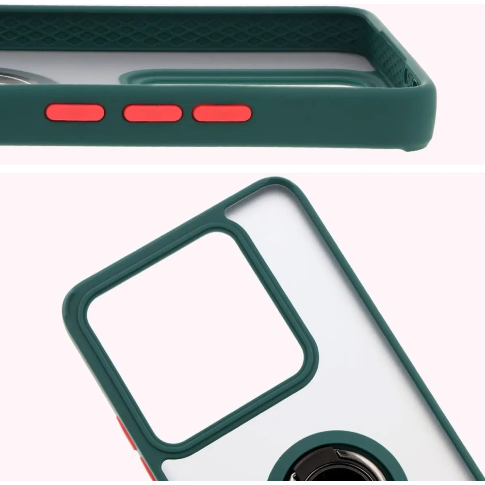 Hurtownia GSM - Etui s úchopem na prst Bizon Case Hybrid Ring pro Xiaomi 14T Pro kouřové s tmavě zeleným rámečkem - BIZ6920 - {ean13} - Hurt