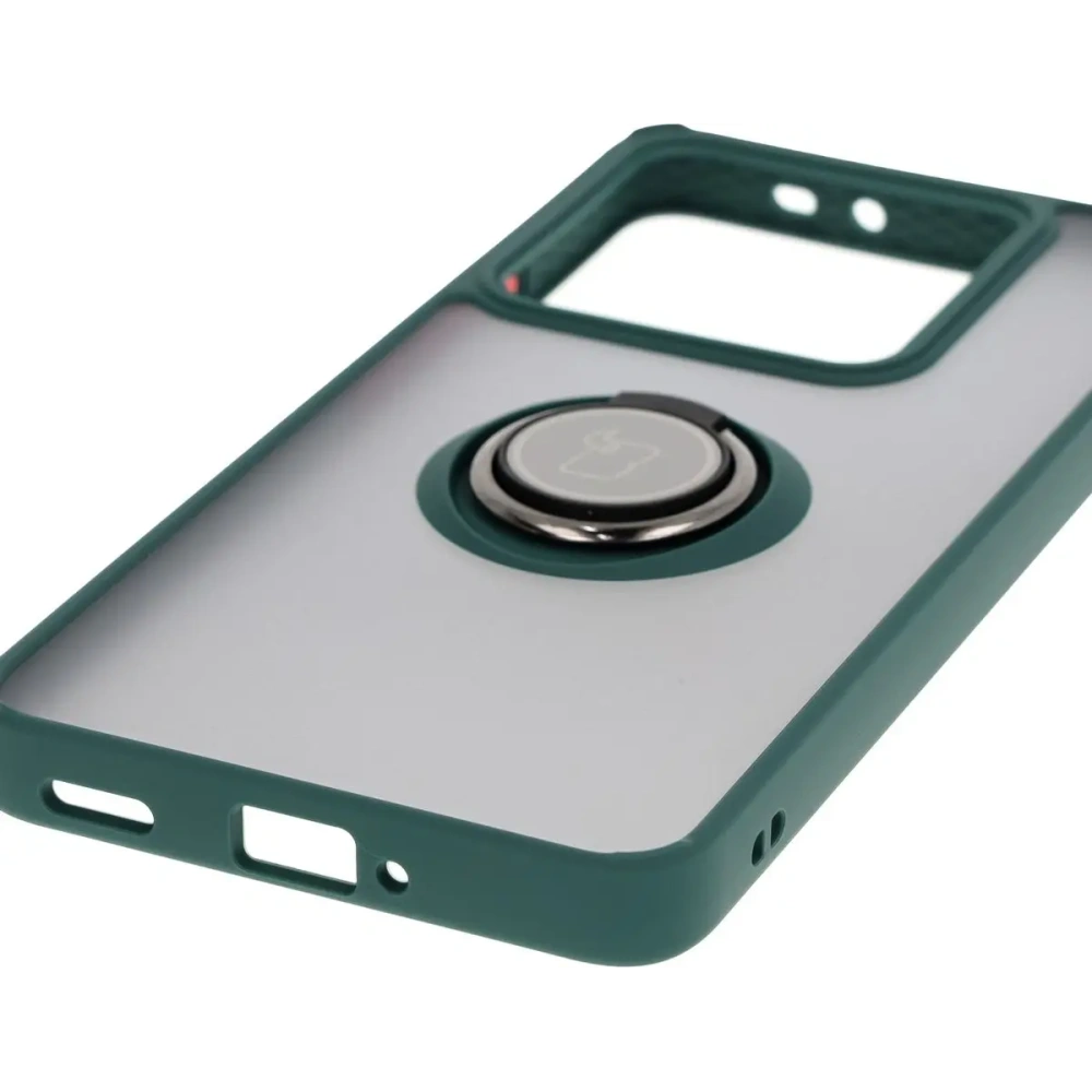 Hurtownia GSM - Etui s úchopem na prst Bizon Case Hybrid Ring pro Xiaomi 14T Pro kouřové s tmavě zeleným rámečkem - BIZ6920 - {ean13} - Hurt