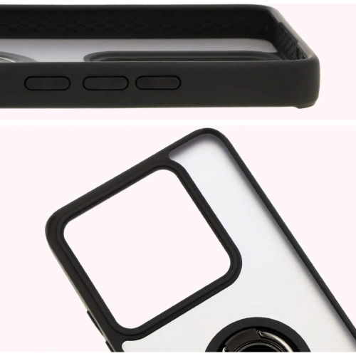 Etui z uchwytem na palec Bizon Case Hybrid Ring do Xiaomi 14T Pro przydymione z czarną ramką