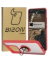 Etui s úchytem na prst Bizon Case Hybrid Ring pro Xiaomi 14T Pro kouřové s červeným rámečkem