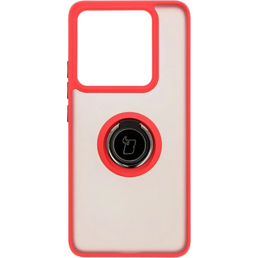 Hurtownia GSM - Etui s úchytem na prst Bizon Case Hybrid Ring pro Xiaomi 14T Pro kouřové s červeným rámečkem - BIZ6922 - {ean13} - Hurt