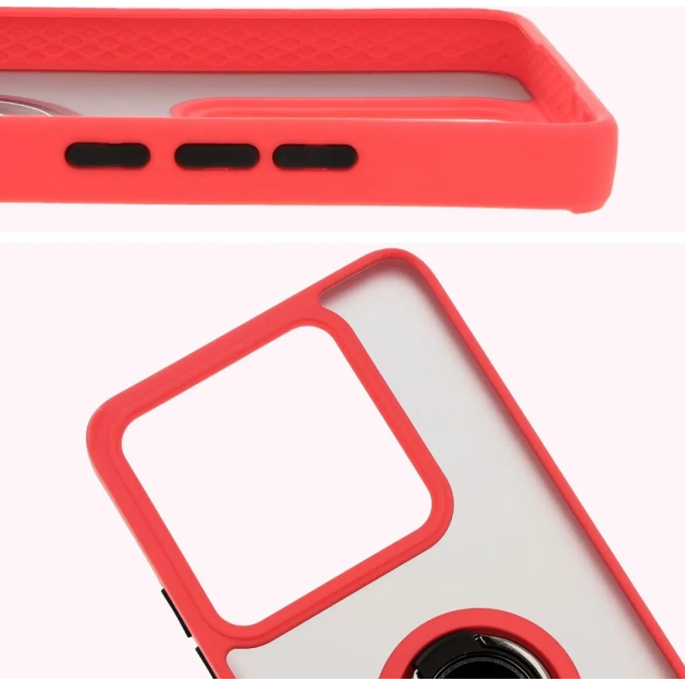 Hurtownia GSM - Etui s úchytem na prst Bizon Case Hybrid Ring pro Xiaomi 14T Pro kouřové s červeným rámečkem - BIZ6922 - {ean13} - Hurt