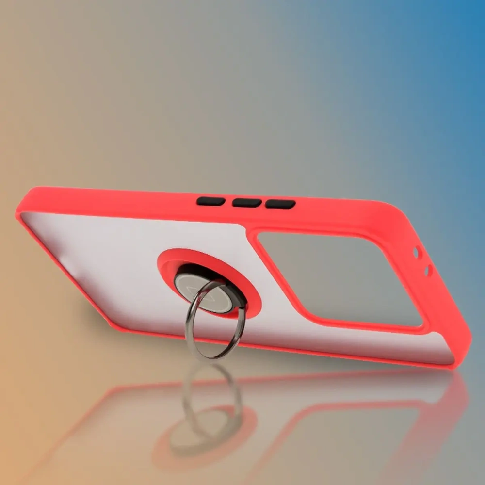 Hurtownia GSM - Etui s úchytem na prst Bizon Case Hybrid Ring pro Xiaomi 14T Pro kouřové s červeným rámečkem - BIZ6922 - {ean13} - Hurt