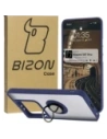 Bizon Case Hybrid Ring Xiaomi 14T Pro fumuriu cu un cadru bleu marin