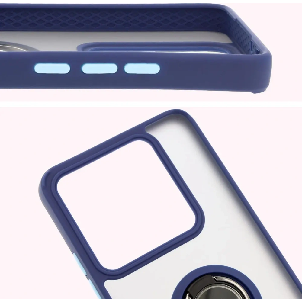 Hurtownia GSM - Etui s úchytem na palec Bizon Case Hybrid Ring do Xiaomi 14T Pro kouřové s modrým rámem - BIZ6923 - {ean13} - Hurt