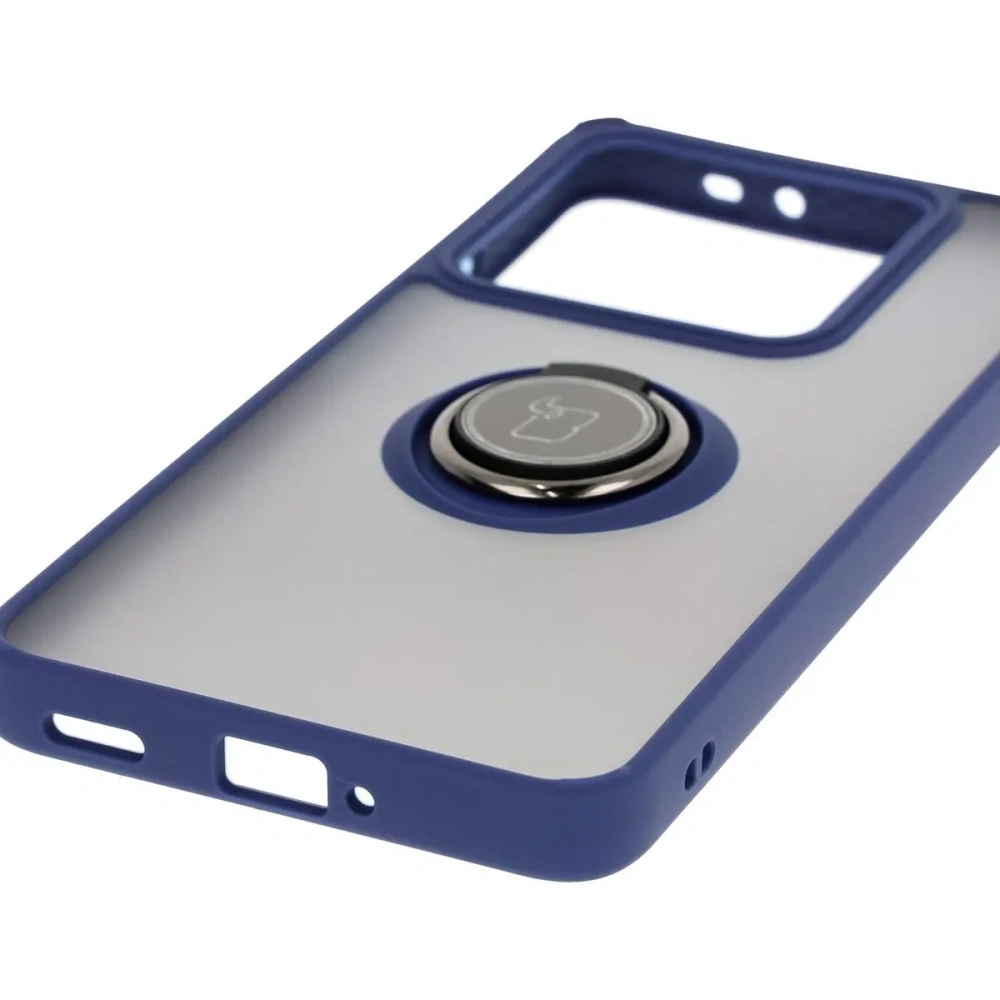 Hurtownia GSM - Etui s úchytem na palec Bizon Case Hybrid Ring do Xiaomi 14T Pro kouřové s modrým rámem - BIZ6923 - {ean13} - Hurt