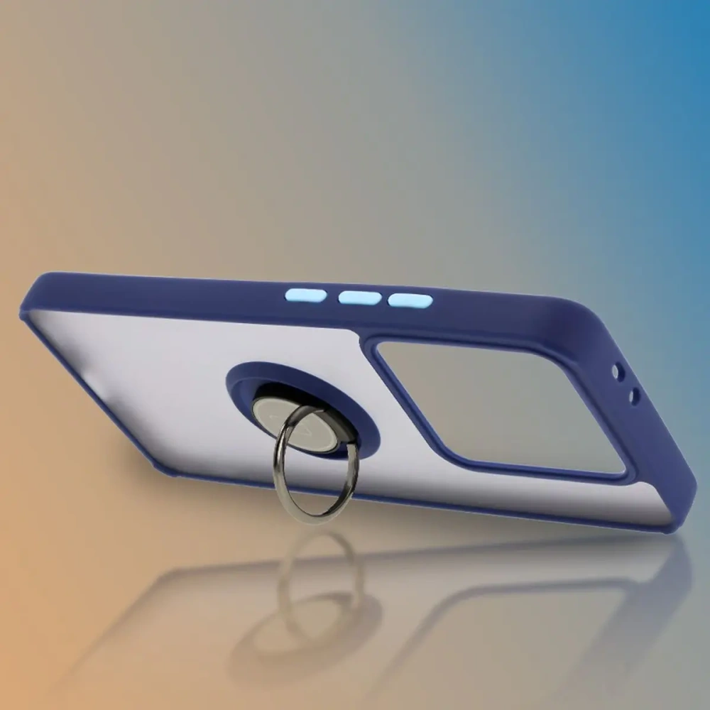 Hurtownia GSM - Etui s úchytem na palec Bizon Case Hybrid Ring do Xiaomi 14T Pro kouřové s modrým rámem - BIZ6923 - {ean13} - Hurt