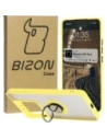 Etui s úchopem na prst Bizon Case Hybrid Ring do Xiaomi 14T Pro kouřové s žlutým rámečkem