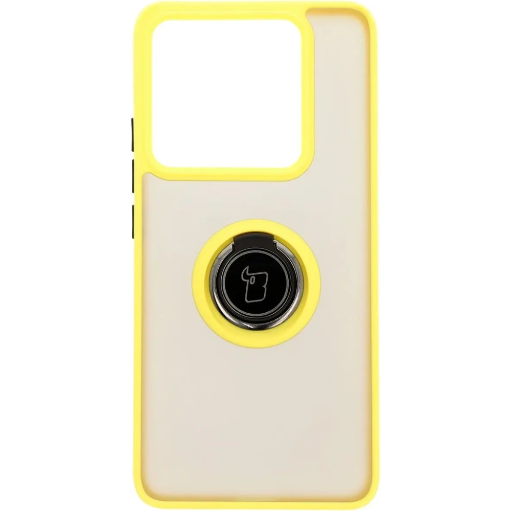 Hurtownia GSM - Etui s úchopem na prst Bizon Case Hybrid Ring do Xiaomi 14T Pro kouřové s žlutým rámečkem - BIZ6925 - {ean13} - Hurt