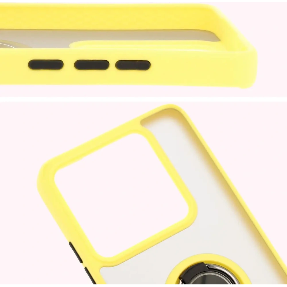 Hurtownia GSM - Etui s úchopem na prst Bizon Case Hybrid Ring do Xiaomi 14T Pro kouřové s žlutým rámečkem - BIZ6925 - {ean13} - Hurt