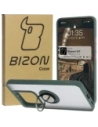 Bizon Case Hybrid Ring Xiaomi 14T fumos cu un cadru verde închis