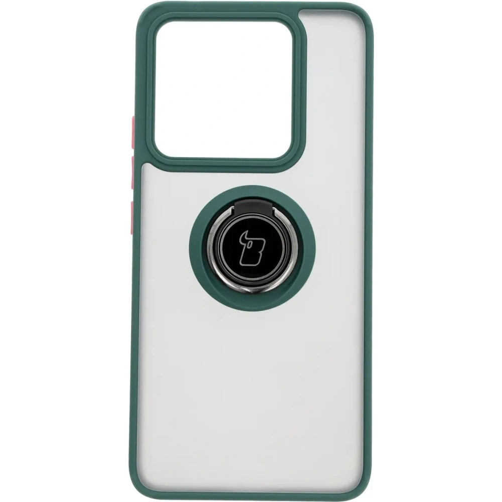 Hurtownia GSM - Etui s úchopem na prst Bizon Case Hybrid Ring pro Xiaomi 14T kouřové s tmavě zeleným rámem - BIZ6926 - {ean13} - Hurt