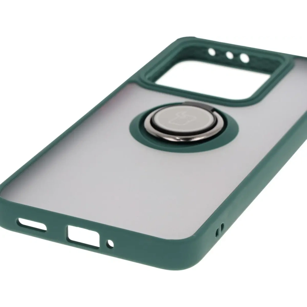 Hurtownia GSM - Etui s úchopem na prst Bizon Case Hybrid Ring pro Xiaomi 14T kouřové s tmavě zeleným rámem - BIZ6926 - {ean13} - Hurt
