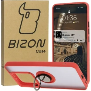 Hurtownia GSM - Bizon Case Hybrid Ring Xiaomi 14T füstös piros kerettel - BIZ6928 - {ean13} - Hurt