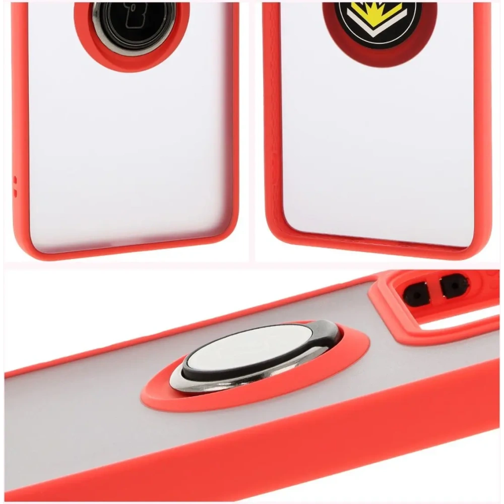 Hurtownia GSM - Etui s úchytem na prst Bizon Case Hybrid Ring do Xiaomi 14T kouřové s červeným rámečkem - BIZ6928 - {ean13} - Hurt