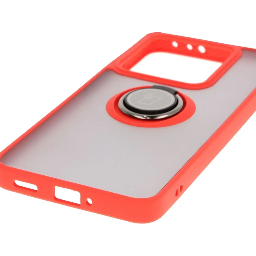 Hurtownia GSM - Bizon Case Hybrid Ring Xiaomi 14T fumuriu cu un cadru roșu - BIZ6928 - {ean13} - Hurt