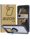 Bizon Case Hybrid Ring Xiaomi 14T fumuriu cu un cadru albastru închis